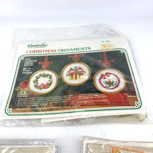 Stitchery Kits Lot of 3 Sunset Wonderart Needlepoint Ornaments Frameable Art NOS - Picture 7 of 7